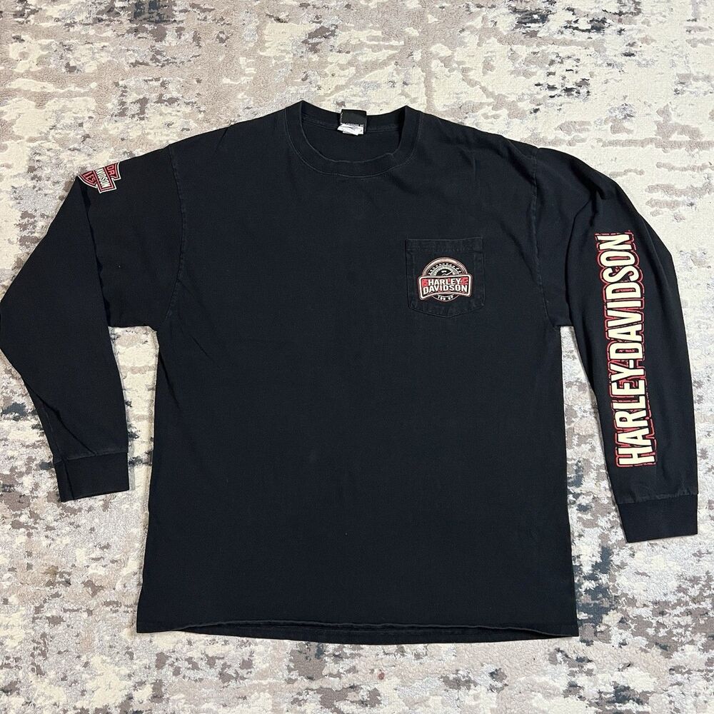 Harley-Davidson Ton Up Men's XL Long Sleeve Hit Bar Speedometer Black Shirt MN